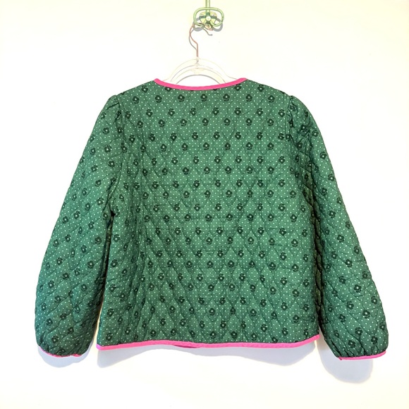Damson Madder Diana green and pink quilted bow jacket - Picture 7 of 11